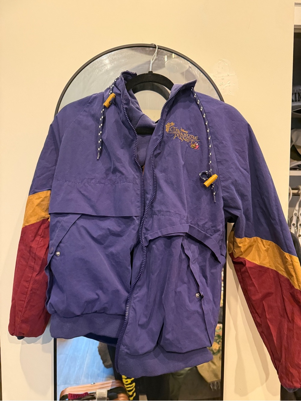 Purple Colorblock Windbreaker Jacket with Red & Gold Sleeves